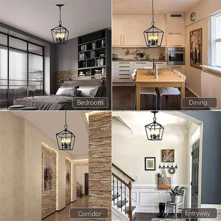 Lustre suspension rétro minimaliste noir pour cuisine et chambre — LZ4X9M