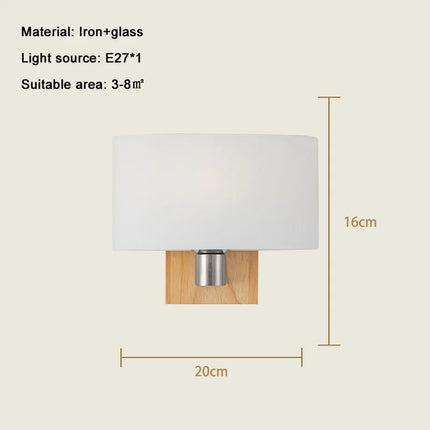 Applique murale LED en bois massif et verre style nordique — LZ4X9T2