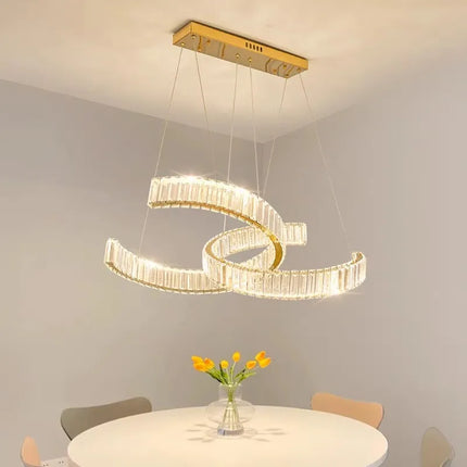 Lustre postmoderne en acier inoxydable et cristal — LZ4X9T1