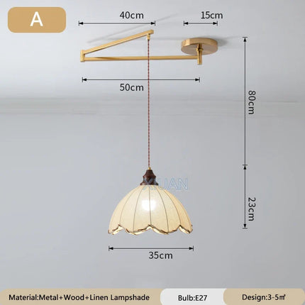Lustre vintage pliant style wabi-sabi avec tissu appliqué — LZ4X9P2