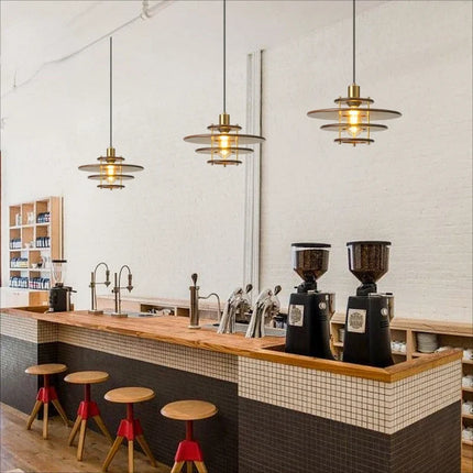 Lustre suspension minimaliste en verre et bois style rétro wabi-sabi — LZ4X9P2