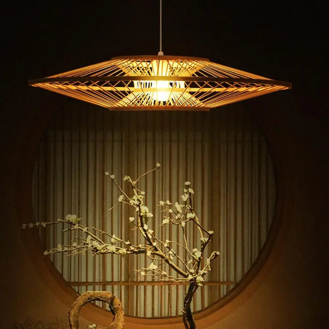 lustre artistique rétro en bambou style chinois pour décoration