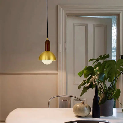 Lustre minimaliste en noyer noir avec applique murale en laiton style japonais — LZ4X9P