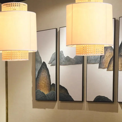 Suspension en rotin tissé style japonais wabi-sabi pour intérieur — LZ4X9M2
