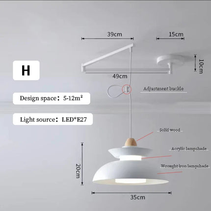 Lustres à bascule de Table à manger modernes LED peuvent être déplacés lampes à long poteau nordique Simple télescopique pliant lustre à bras Long