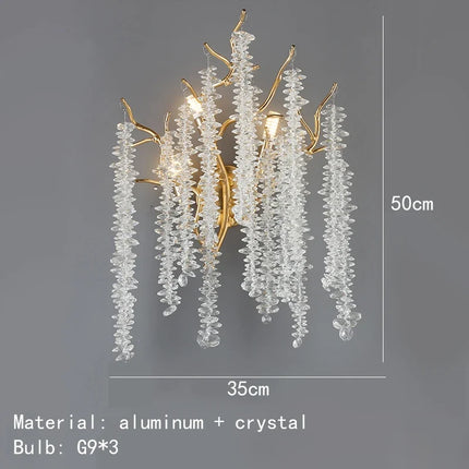 Applique murale LED art déco en cristal et aluminium doré — LZ4X9P2