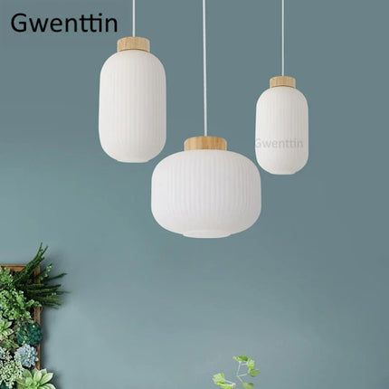 Suspension décorative en bois et verre style nordique moderne — LZ4X9P