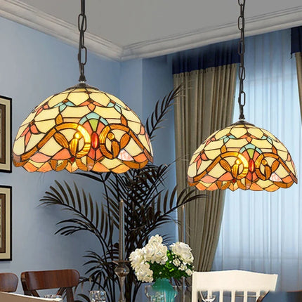 Lustre suspension en verre teinté style méditerranéen pour restaurant et hall — LZ4XJ9