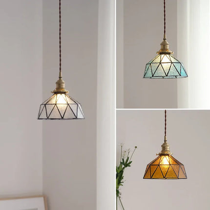 Suspension vintage en laiton et verre style nordique — LZ7D4Q