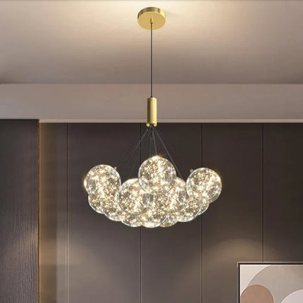 Lustre boule en verre à bulles effet étoilé romantique — LZ4X9P2Q