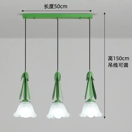 Lustre suspension LED à 3 têtes en verre blanc laiteux — LZ4X9J