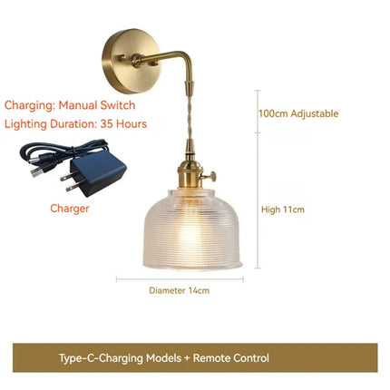Applique murale LED en laiton et verre pour intérieur — LZ4X9P2