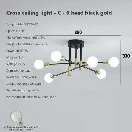 Lustre LED moderne semi-noir blanc et or pour salon et chambre — LZ4M9Q2