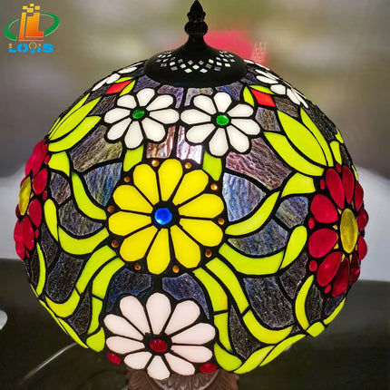 Lampe de chevet vintage style Tiffany en verre rétro créatif — LZ4D9XQ