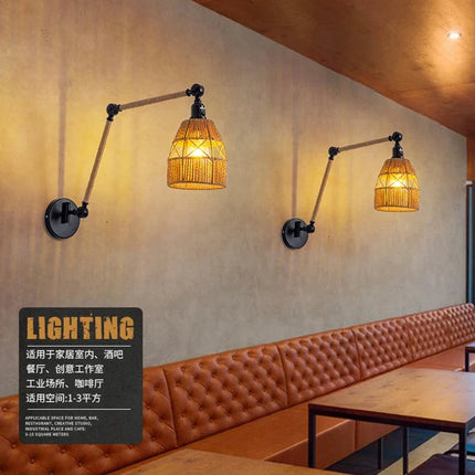 Applique murale pliante rétro en corde de chanvre décorative — LZ4X9T2