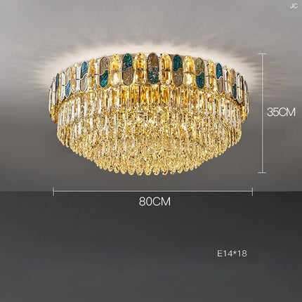 Plafonnier LED art déco en cristal doré et acier inoxydable — LZ7D9Q2N