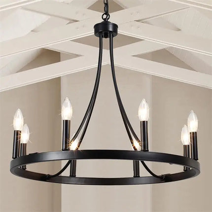 Lustre plafonnier fer forgé à 5 têtes LED E14 style bougies — LZ4X9P