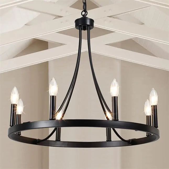 Lustre plafonnier fer forgé à 5 têtes LED E14 style bougies — LZ4X9P