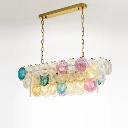 Lustre postmoderne en fer avec verre coloré et LED intégrée — LZ4X7J