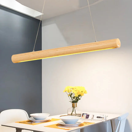 Suspension ronde en bois massif style nordique avec éclairage LED — LZ4X9P2Q