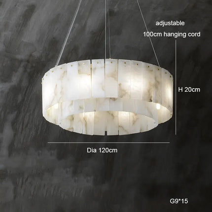 Lustre suspension LED postmoderne en marbre naturel pour villa — LZ4X9J