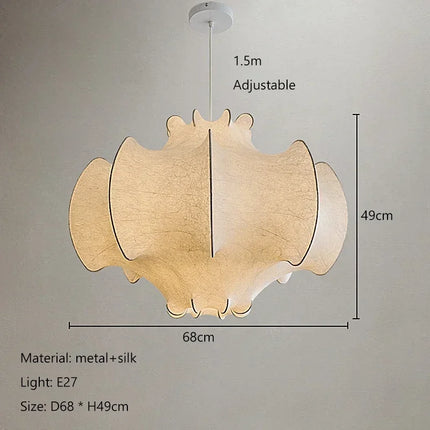 Lustre LED intérieur style wabi-sabi en soie japonaise — LZ4X9M
