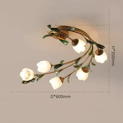 Plafonnier fleurs verre pastoral nordique led viridiplantae