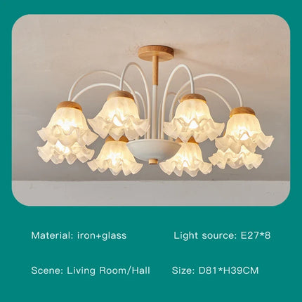 Lustre en verre à pétales pour décoration intérieure kawaii — LZ4X9T
