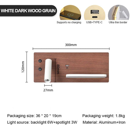 Applique murale LED sans fil USB avec interrupteur pour lecture luxe — LZ4X9P2