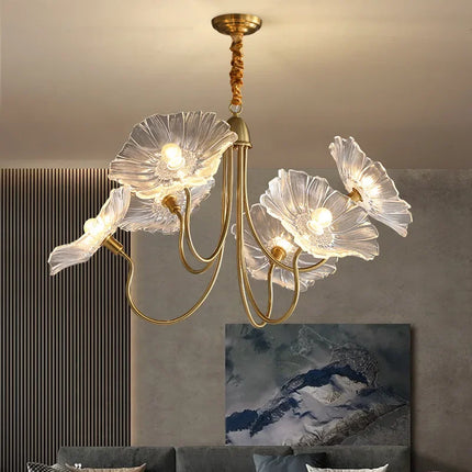Lustre moderne en verre design fleur de lotus lumineux — LZ4X9P2