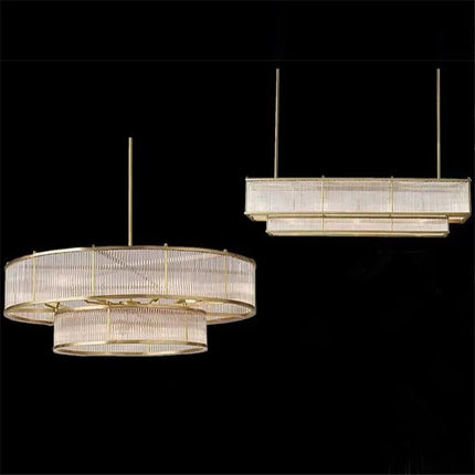Lustre suspension style loft américain en métal et tubes de verre — LZ4H7Q2