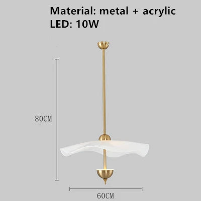 Suspension art déco feuille de lotus en métal doré — LZ4P9XQ