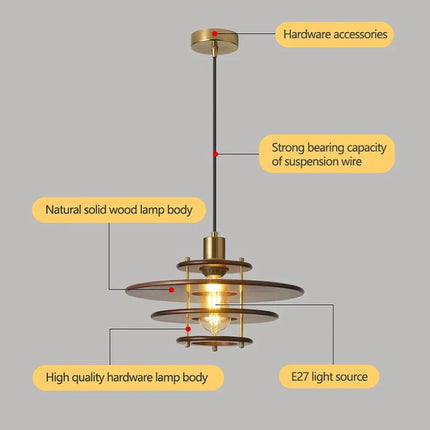 Lustre en bois massif forme soucoupe volante rétro pour bar — LZ4X9T2