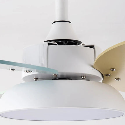 Plafonnier ventilateur LED moderne en bois avec télécommande — LZ4XJ9