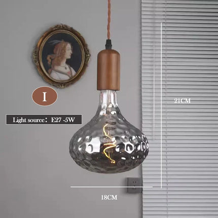 Lustre rétro en verre d'art avec bois massif pour intérieur — LZ4X9P