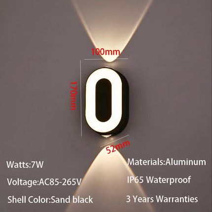 Applique murale LED étanche IP65 pour numéro, style moderne minimaliste en aluminium — LZ4X9Q2