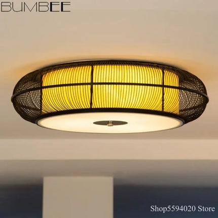 Lustre suspension en bambou fait main au style moderne et élégant — LZ4X9P