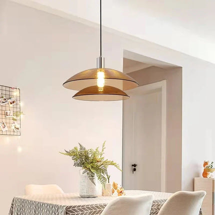 Suspension moderne en verre double couche et métal chromé — LZ3F9XQ