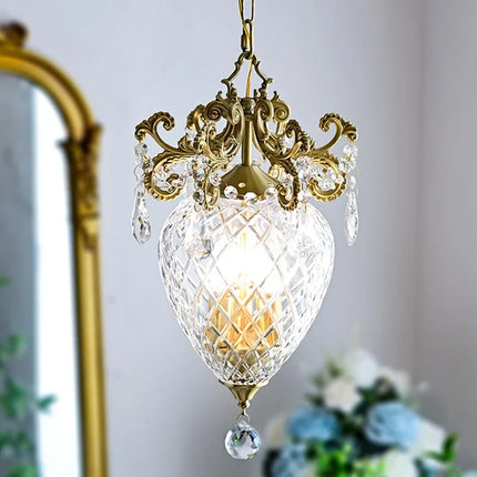 Lustre suspension doré en cristal français motif ananas médiéval — LZ7D9X