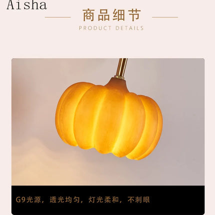 Applique murale japonaise citrouille en résine avec éclairage LED créatif — LZ4X9P