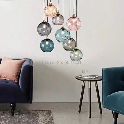 Lustre suspension en verre coloré effet grain d’eau nordique — LZ4X9P