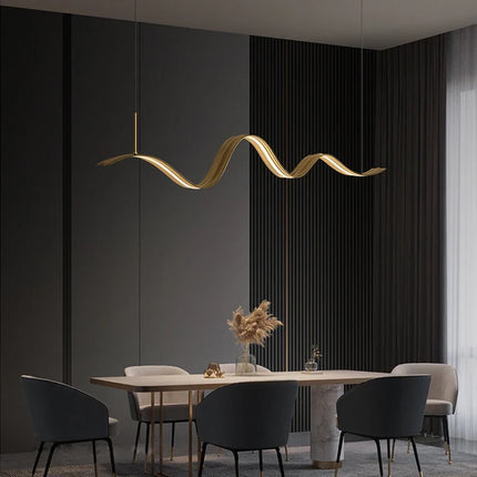 Lustre LED en cuivre au design ondulé moderne — LZ4T9XQ