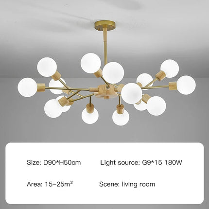 Lustre LED en bois style nordique pour décoration intérieure moderne — LZ4XJ9