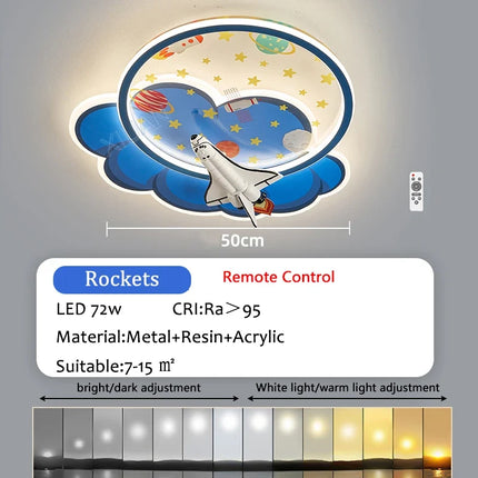 Lustre LED astronaute forme nuage avec variateur et télécommande — LZ7FQ2