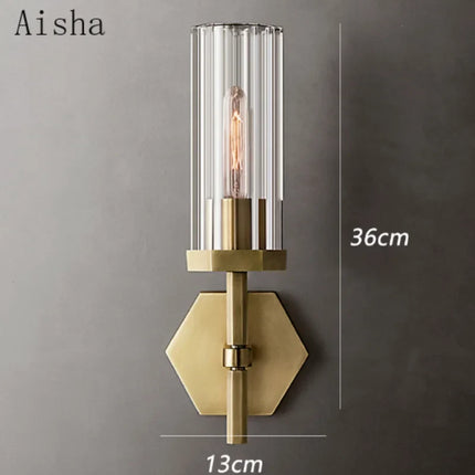 applique murale led de luxe américaine avec abat-jour en cristal et métal doré