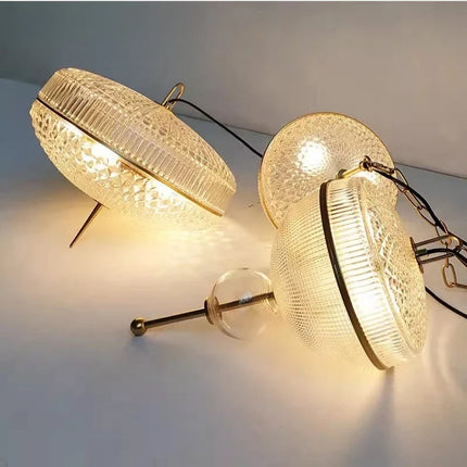 Suspension en verre champagne avec structure métal doré 3000K — LZ4X9M