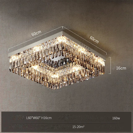 Plafonnier LED doré à intensité variable avec cristal design moderne — LZ4X9P2