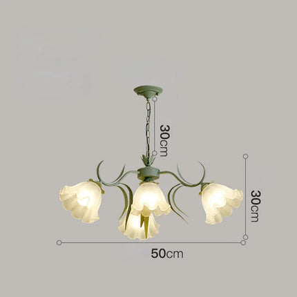 Lustre français en verre orné de fleurs muguet — LZ4X9P2