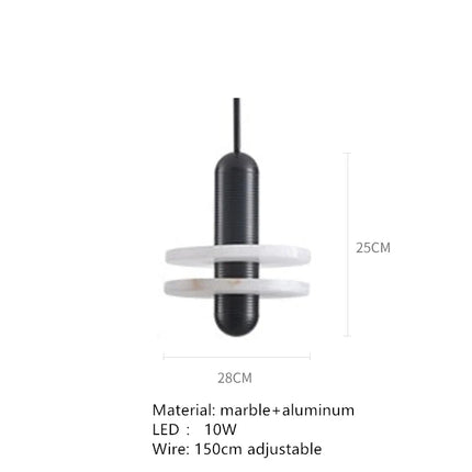 Suspension LED design en marbre et aluminium avec câble ajustable — LZ4G7X9