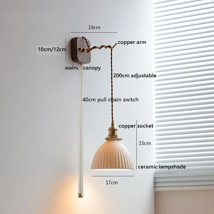 Applique murale LED moderne en noyer et cuivre avec prise — LZ4X9P